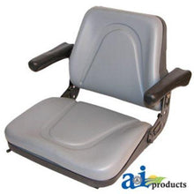 T500GY Seat, Universal w/ Slide Track & Flip-Up Armrests, Plastic Pan Grey Vinyl