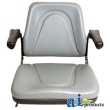 T500GY Seat, Universal w/ Slide Track & Flip-Up Armrests, Plastic Pan Grey Vinyl