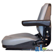 T500GY Seat, Universal w/ Slide Track & Flip-Up Armrests, Plastic Pan Grey Vinyl