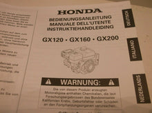 Honda Owner's Manual For GX120, GX160, GX200 (Dutch, Italian, German)