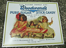 Woodwards Pure Sugar Stick Candy Metal Advertisement Sign