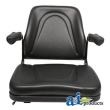 T500BL Seat, Universal W/Slide Track & Flip-Up Armrest, Black Vinyl Fits: Bobcat