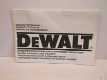 Dewalt Cordless Adjustable Clutch Driver Drill Instruction/Operators Manual