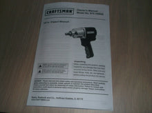 Craftsman 1/2" Impact Wrench Model No. 875.168820 Owners Manual