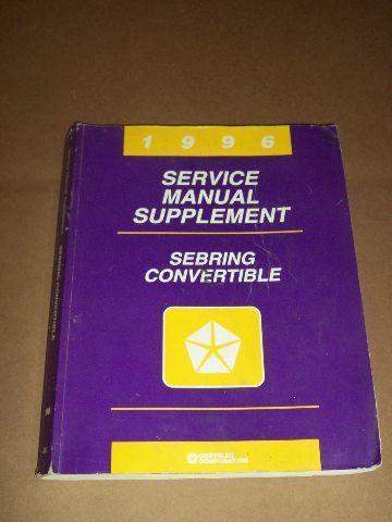 1991 Service Manual Supplement Sebring Convertible
