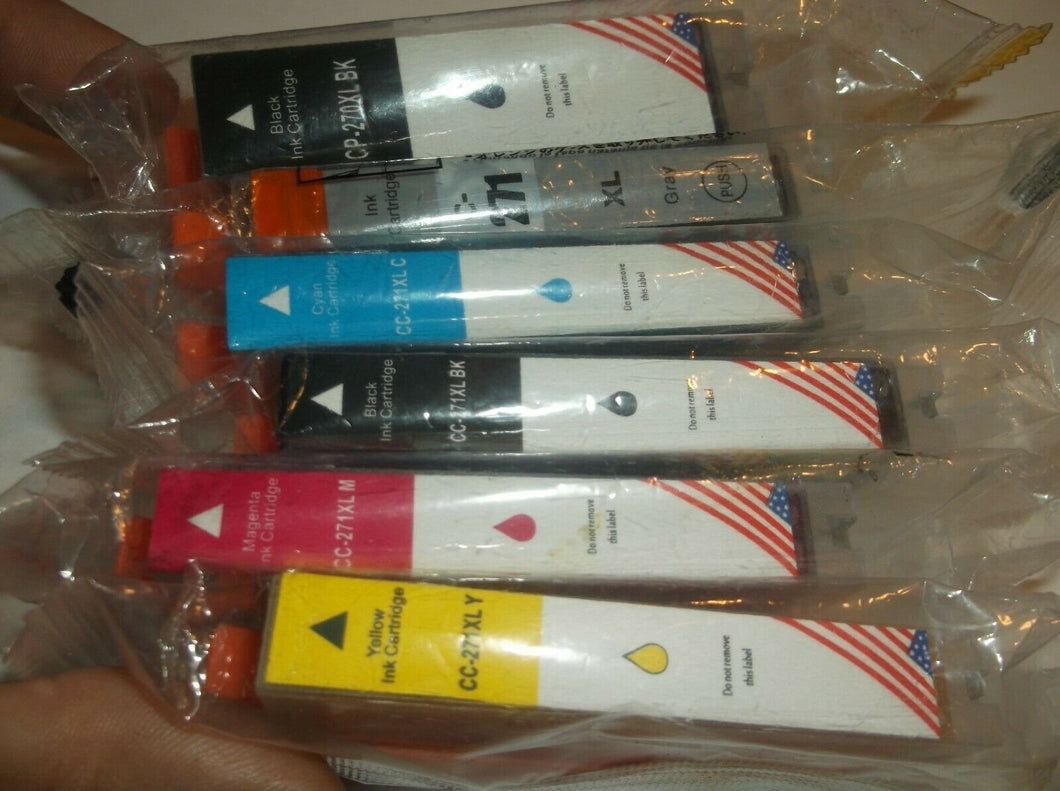(6) CP-270XL CC-271XL Ink Cartridges Black Cyan Gray Magenta Yellow