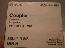 AP31082 Pressure Washer Coupler 4500 Max PSI 3/8" F-NPT to F-M22 719-643