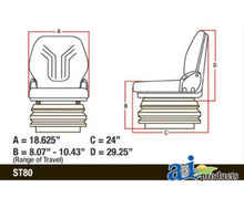 3784092M92 Seat Black/Grey Fabric Fits Several