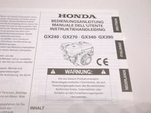 Honda Engines GX240/270/340/390 Owners Manual (English French Spanish) JJ1