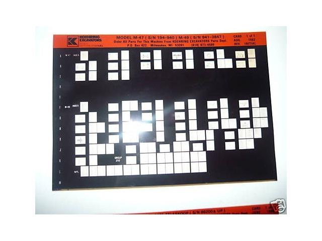 Koehring Parts Manual M47 M49 Crane Microfiche