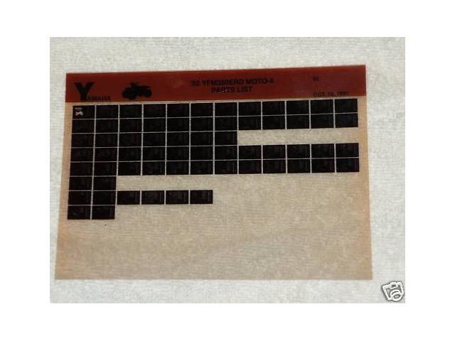 Yamaha 1992 YFM350ERD Moto-4 Parts Manual Microfiche