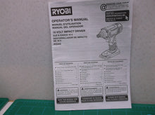 Ryobi P234G 18 Volt 1/4" Cordless Impact Driver Manual Only