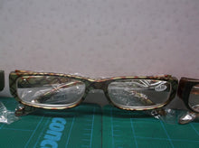 3 JM New York reading glasses +3.00 emerald green, brown & champagne plaid dg2