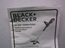 Black & Decker 20V Max 12in. Straight Cordless String Trimmer LST300 Manual Only