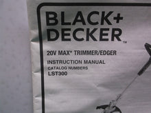Black & Decker 20V Max 12in. Straight Cordless String Trimmer LST300 Manual Only