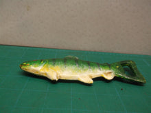 Vintage Cast Iron Bottle Opener Trout Fish Barware Green Painted