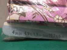 Cousin DIY Fold Purple Floral Patterns Wide Band Elastic Ribbon, Green/Pink