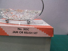 Vintage Sheffield Glass Jam Relish Serving Dish Set w/ Stand NO SPOON