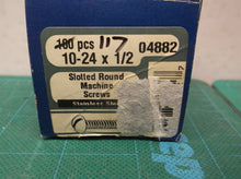 117 Slotted Round Machine Screws Stainless Steel 10-24x1/2 No 04882 MF