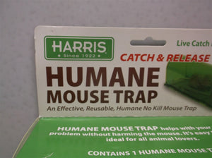 NEW HARRIS Humane Mouse Trap, Catch and Release reusable no kill mousetrap