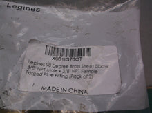 Legines 90 Brass Street Elbow 3/8" NPT Male x 3/8" NPT Female Pipe Fitting (2)