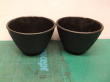 2 Cast Iron Tea Cup Teacup/Black Hobnail