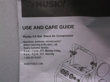 Husky operators manual Husky 4.5 gal. silent air compressor model no. 3320445