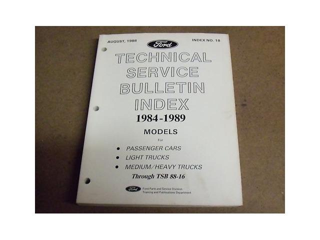 1984-1989 Ford Technical Services Bulletin Index NO. 18