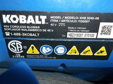 Kobalt KHB 3040-06 Max 40v MPH Leaf Blower tool only sn: kbz2130207 07/31/20