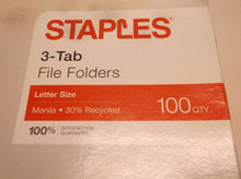 718103029223 Staples 3 Tab Manila Letter 30% Recycled File Folders 100 Ct