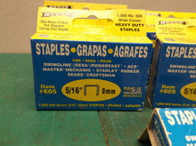 5 boxes Arrow Fastener 605 5/16" Wide Crown Heavy Duty Staples