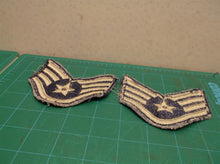 lot of 2 Post WWII US Air Force Staff Sergeant Patch Chevron Blue / Silver