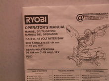 operators manual for RYOBI ONE+ 18V Cordless 7-1/4 in. Compound Miter Saw P553