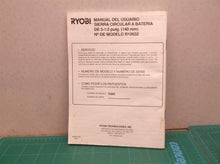 instruction manual for Ryobi 18v 5 1/2" Cordless Circular Saw R10632