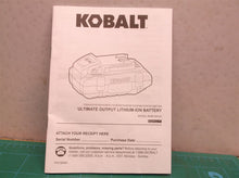 manual for Kobalt 24-volt Max 4-Amp-Hours Lithium Power Tool Battery KB 424-03