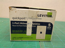 Leviton Quickport 5 Pack Midway Single Port LIGHT ALMOND Wallplates 41091-175