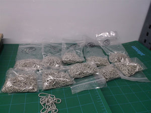 #3 Aluminum Ball Chains with Connector - 30 Inch Length (100 per bag)