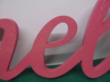 Pink glitter hello woden sign 18"