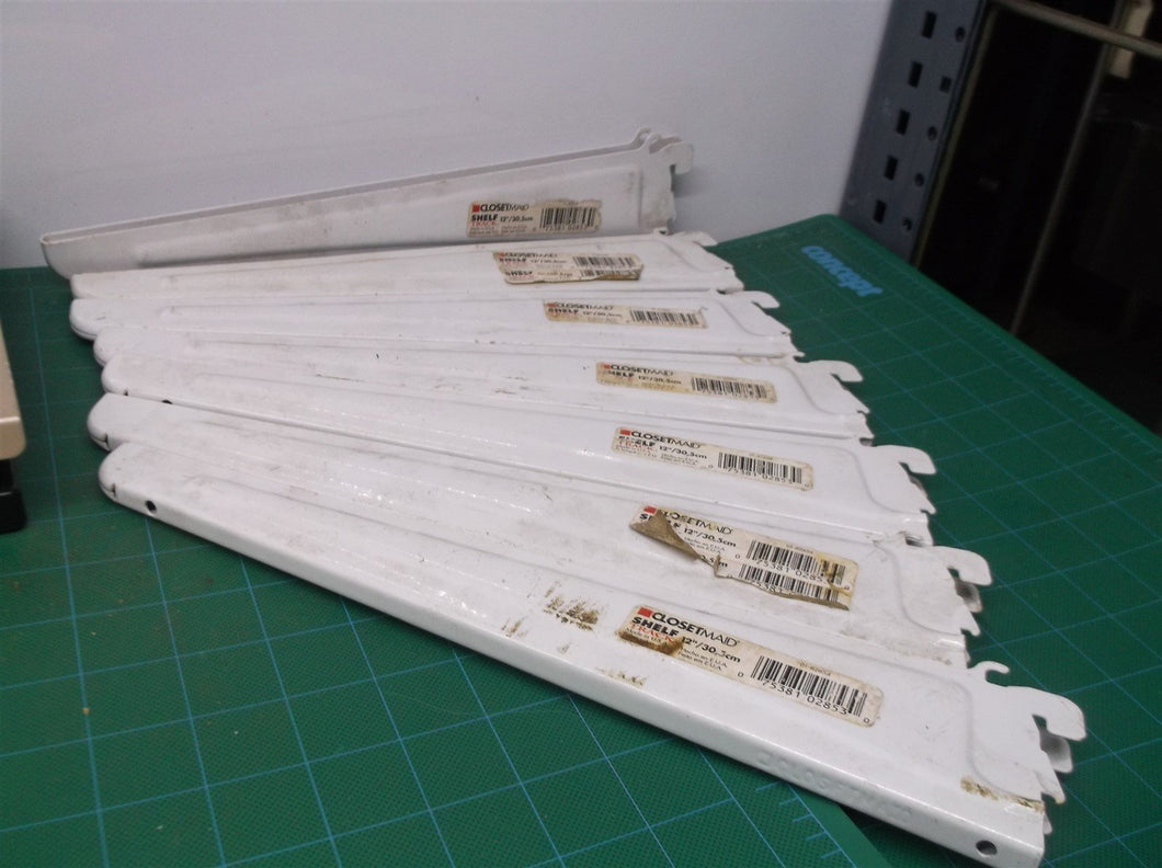 (7) ClosetMaid 2853 ShelfTrack 12-Inch Locking Shelf Bracket, White