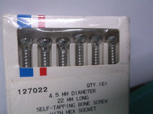 127022 Qty (6) 4.5mm Dia. 22mm L Self Tapping Bone Screw With Hex Socket