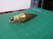antique tool 1 lb brass plumb bob steel tip