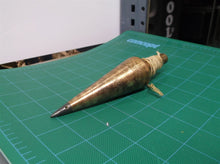 antique tool 1 lb brass plumb bob steel tip