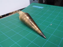 antique tool 1 lb brass plumb bob steel tip