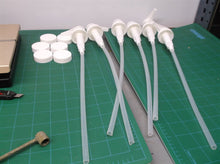 (6) 1 Gallon Pumps & Caps 38/400 White Ribbed 280mm Dip Tube