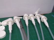 (6) 1 Gallon Pumps & Caps 38/400 White Ribbed 280mm Dip Tube