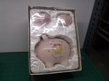Piggy Bank My First 4 Piece Keepsake Set Photo Box & Curl Holder pink