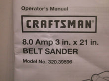 Craftsman 320.39596 Operators Manual 3 x 21" Belt Sander