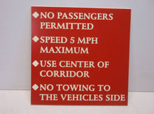 No Passengers - 5 MPH - No Towing"" Etched Sign - 5"" x 5""