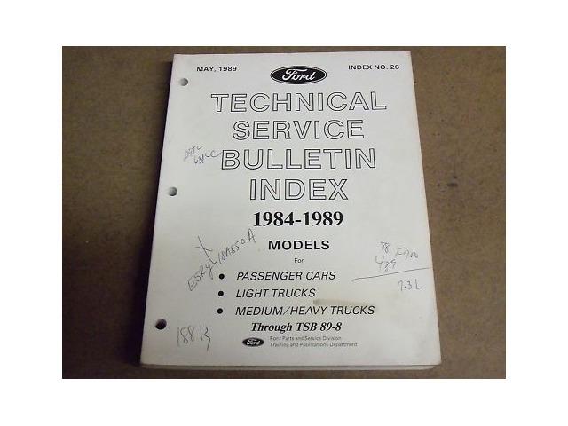 1984-1989 Ford Technical Services Bulletin Index NO. 20