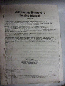 2000 Pontiac Bonneville H-Platform Dealer Service Manual OEM